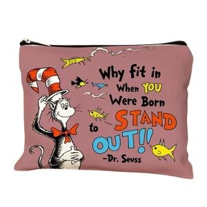 Mauve Pink Inspirational Quote Canvas Cosmetic & Jewelry Zip Pouch Makeup Bag